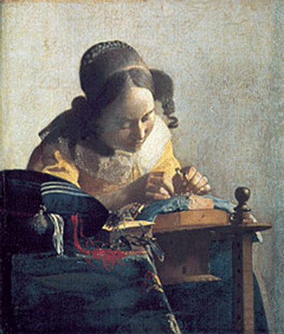 reproductie de kantwerkster van Johannes Vermeer